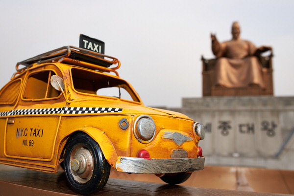 Taxi zum Denkmal "Sejong der Große", Seoul, Südkorea