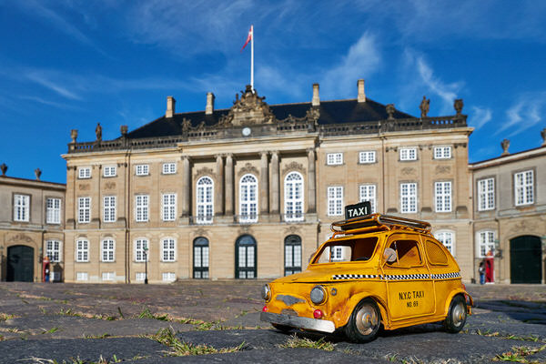 Taxi zum Schloss Amalienborg, Kopenhagen, Dänemark