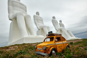 Taxi zur Skulptur "Mensch am Meer", Esbjerg, Dänemark